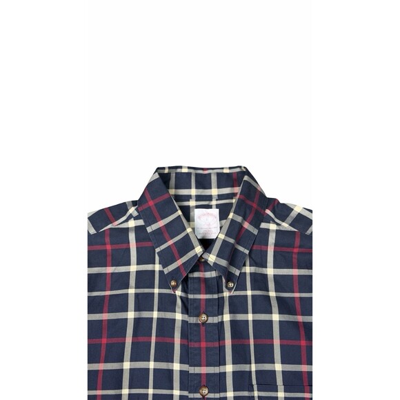 Brooks Brothers 346 Non Iron Button Shirt L Blue Plaid Long Sleeve Cotton NWOT - Picture 3 of 8